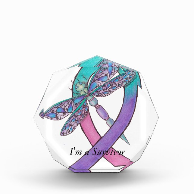 Thyroid Cancer Ribbon Acrylic Award (Front)