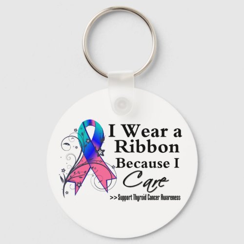 Thyroid Cancer Ribbon Because I Care Keychain