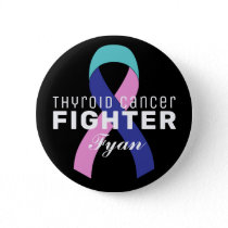 Thyroid Cancer Ribbon Black Button