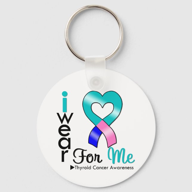 THYROID CANCER Ribbon For Me Keychain (Front)