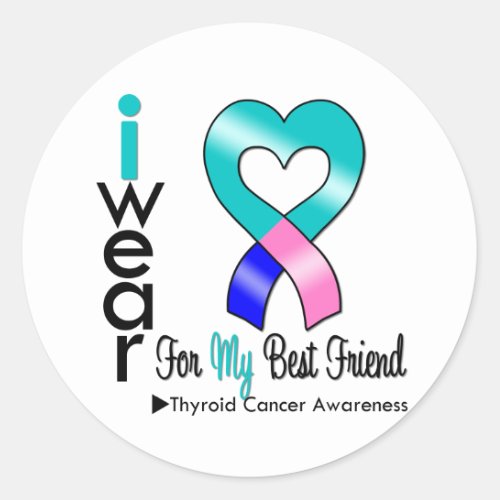 Thyroid Cancer Ribbon For My Best Friend Classic Round Sticker