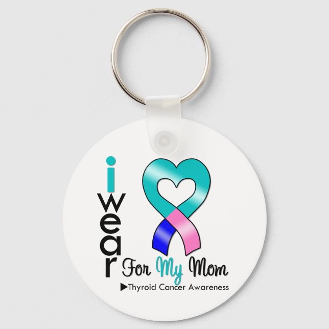 Thyroid Cancer Ribbon For My Mom Keychain (Front)