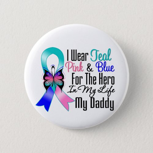 Thyroid Cancer Ribbon Hero My Daddy Button