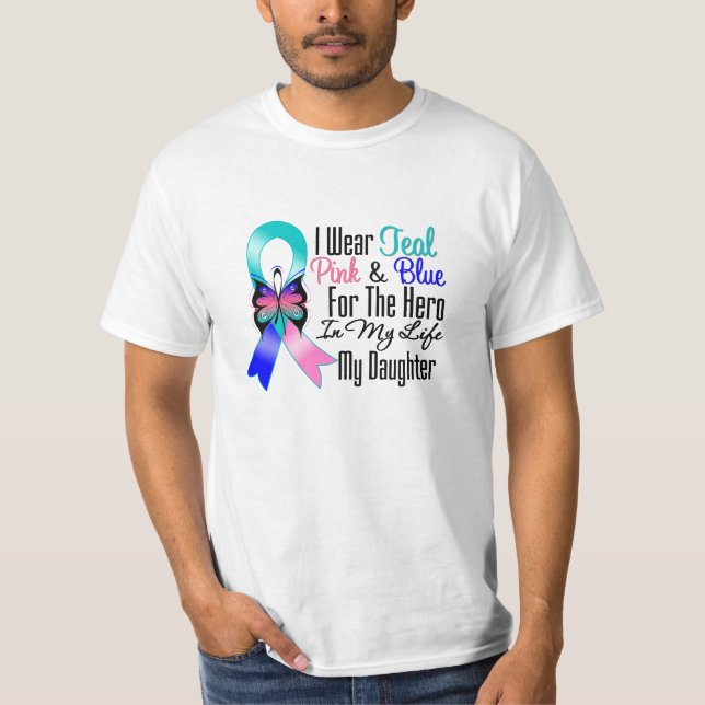 Thyroid Cancer Ribbon Hero My Daughter T-Shirt (Front)