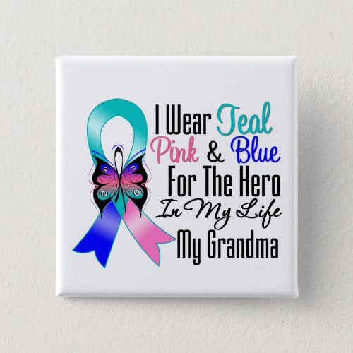 Thyroid Cancer Ribbon Hero My Grandma Button