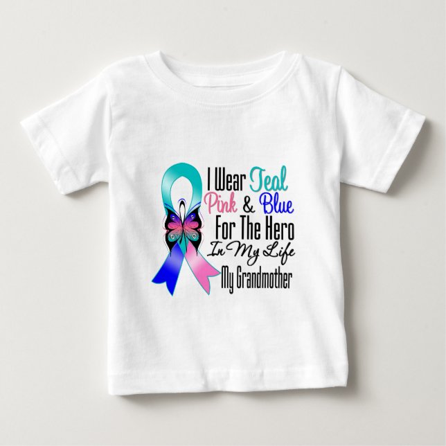 Thyroid Cancer Ribbon Hero My Grandmother Baby T-Shirt (Front)
