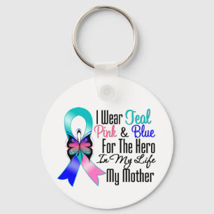 Thyroid Cancer Ribbon Hero My Mother Keychain