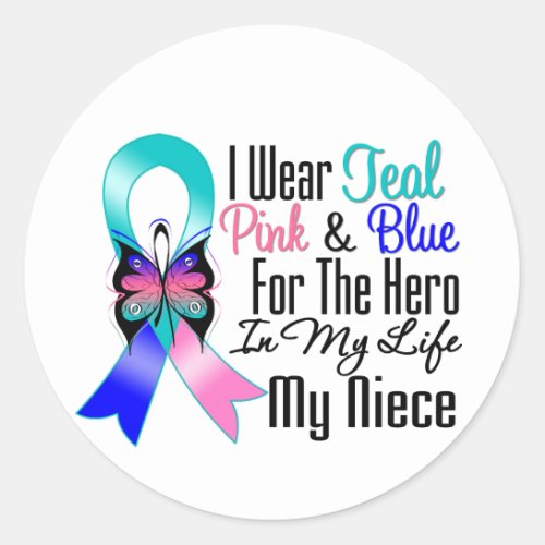 Thyroid Cancer Ribbon Hero My Niece Classic Round Sticker