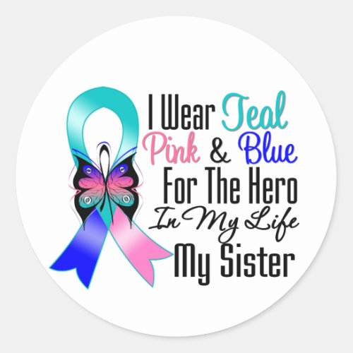 Thyroid Cancer Ribbon Hero My Sister Classic Round Sticker