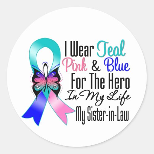 Thyroid Cancer Ribbon Hero My Sister in Law Classic Round Sticker