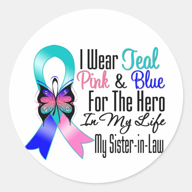 Thyroid Cancer Ribbon Hero My Sister in Law Classic Round Sticker (Front)