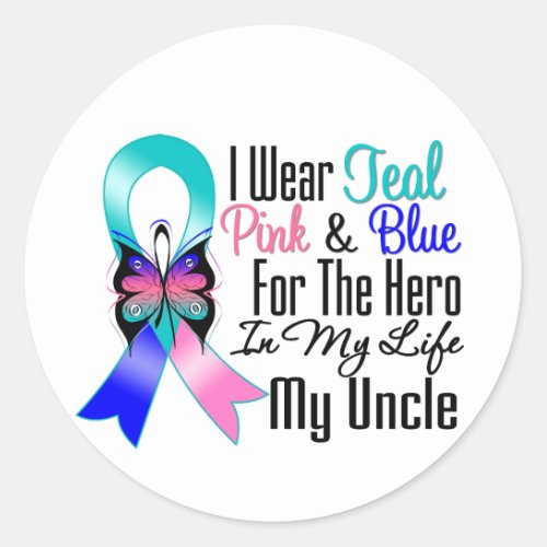 Thyroid Cancer Ribbon Hero My Uncle Classic Round Sticker