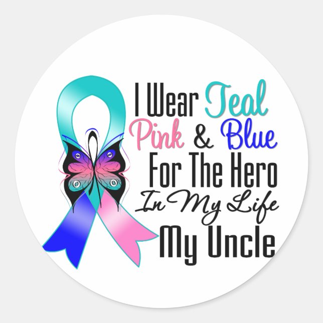 Thyroid Cancer Ribbon Hero My Uncle Classic Round Sticker (Front)