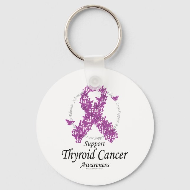 Thyroid Cancer Ribbon of Butterflies Keychain (Front)