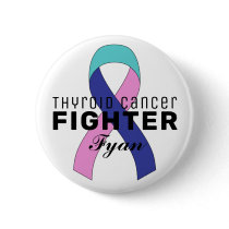 Thyroid Cancer Ribbon White Button