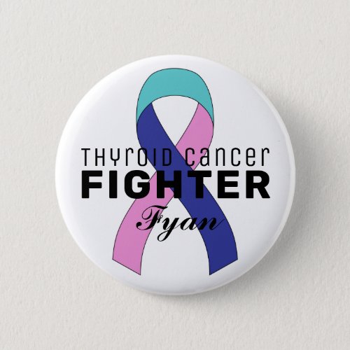 Thyroid Cancer Ribbon White Button