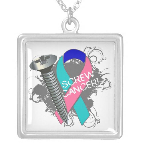 Thyroid Cancer _ Screw Cancer Silver Plated Necklace