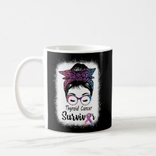 Thyroid Cancer Survivor Awareness Messy Bun Mom Te Coffee Mug