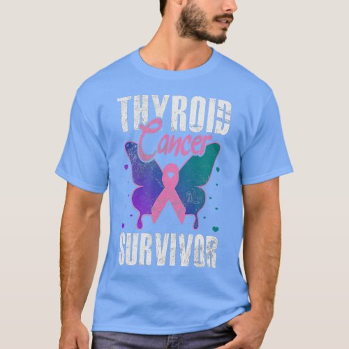 Thyroid Cancer Survivor Butterfly Cancer Free Dist T_Shirt