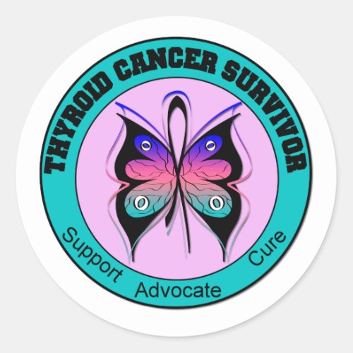 Thyroid Cancer Survivor Butterfly Classic Round Sticker