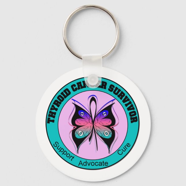 Thyroid Cancer Survivor Butterfly Keychain (Front)