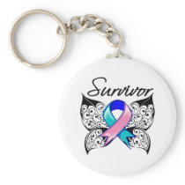 Thyroid Cancer Survivor Butterfly Keychain