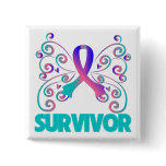 Thyroid Cancer Survivor Butterfly Pinback Button