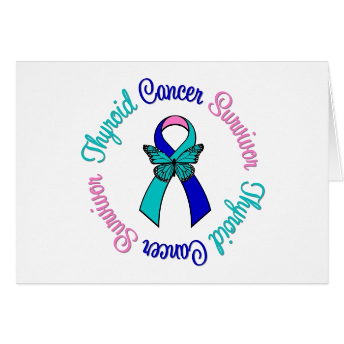 Thyroid Cancer Survivor Butterfly Ribbon Greeting Card