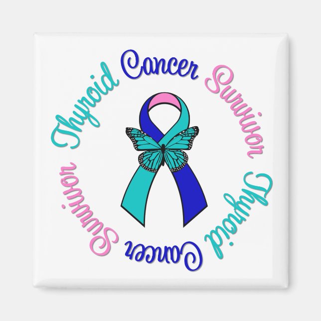 Thyroid Cancer Survivor Butterfly Ribbon Magnet (Front)