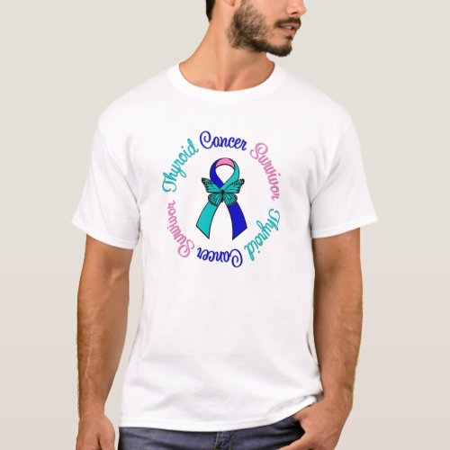 Thyroid Cancer Survivor Butterfly Ribbon T_Shirt