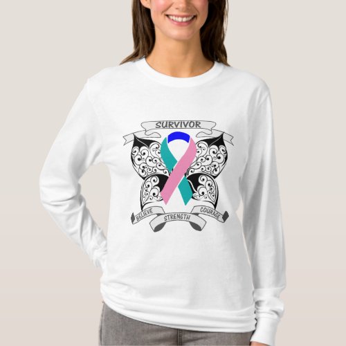 Thyroid Cancer Survivor Butterfly Strength T_Shirt