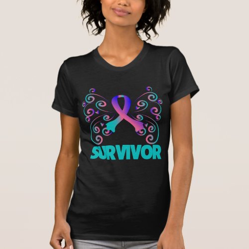 Thyroid Cancer Survivor Butterfly T_Shirt