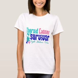Thyroid Cancer Survivor Flower Ribbon T-Shirt