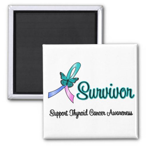 Thyroid Cancer Survivor Ribbon Butterfly Magnet