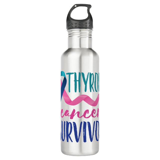 Thyroid Cancer Survivor Stainless Steel Water Bottle (Front)