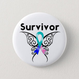 Amazoncom Thyroid Cancer Blue Pink Teal Ribbon Butterfly Wings Tattoo  TShirt  Clothing Shoes  Jewelry