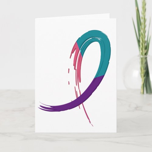 Thyroid Cancer Teal Purple And Pink Ribbon A4 Card