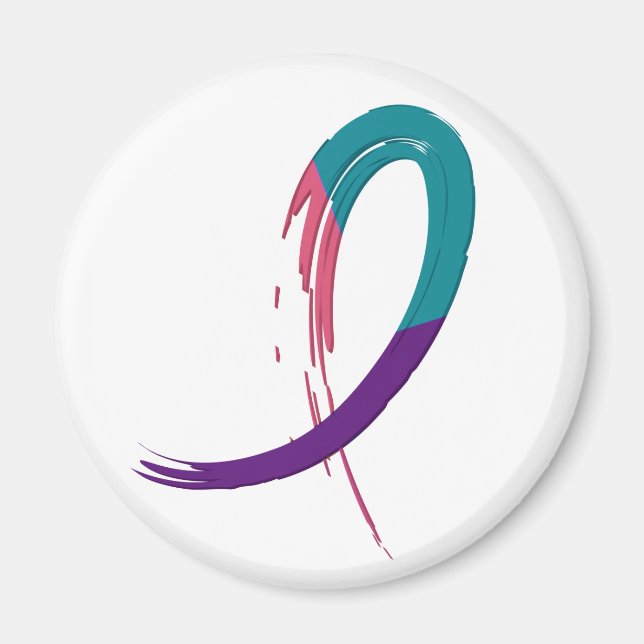 Thyroid Cancer Teal, Purple, And Pink Ribbon A4 Magnet (Front)