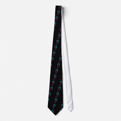 Thyroid Cancer Teal Purple And Pink Ribbon A4 Tie