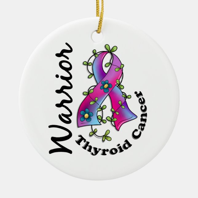 Thyroid Cancer Warrior 15 Ceramic Ornament (Front)