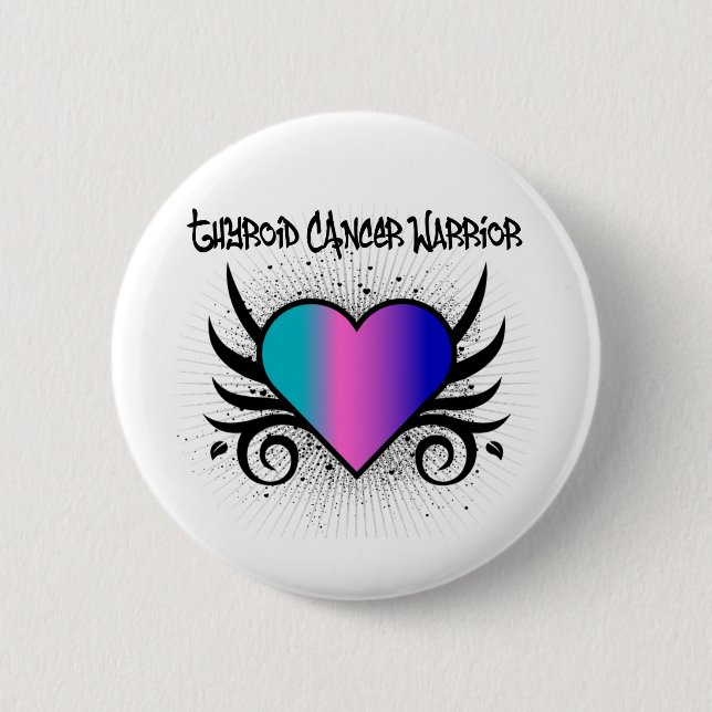 Thyroid Cancer Warrior Heart Button (Front)