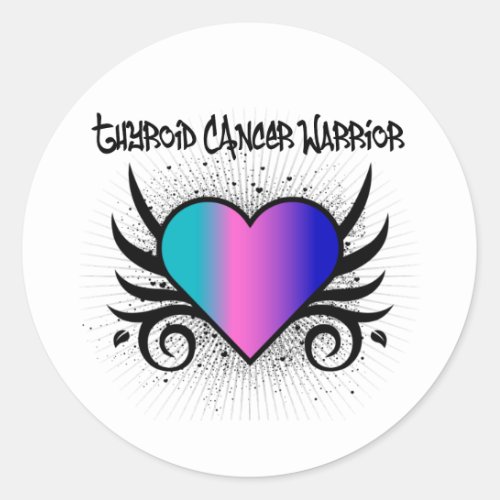 Thyroid Cancer Warrior Heart Classic Round Sticker