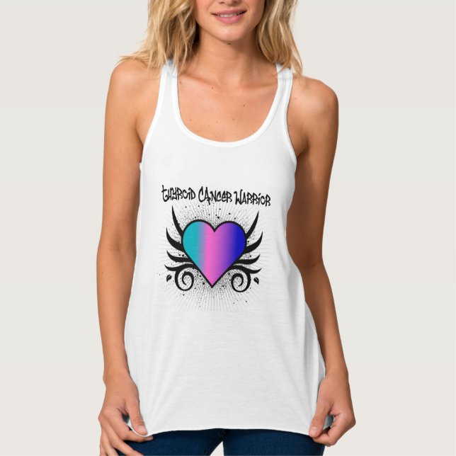 Thyroid Cancer Warrior Heart Tank Top (Front)