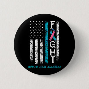 Thyroid Cancer Warrior US Flag Button