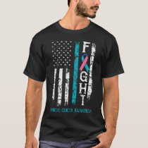 Thyroid Cancer Warrior Us Flag  T-Shirt