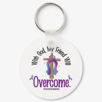 Thyroid Cancer With God My Friend Will Overcome Keychain