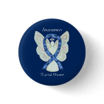 Thyroid Disease Awareness Angel Paisley Ribbon Pin