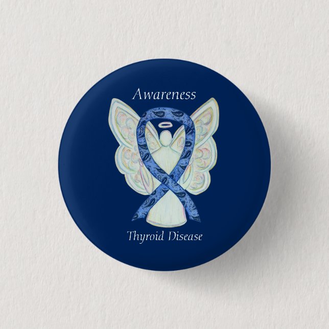 Thyroid Disease Awareness Angel Paisley Ribbon Pin (Front)