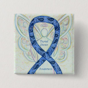Thyroid Disease Awareness Angel Paisley Ribbon Pin