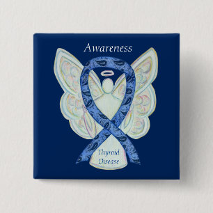 Thyroid Disease Awareness Angel Paisley Ribbon Pin